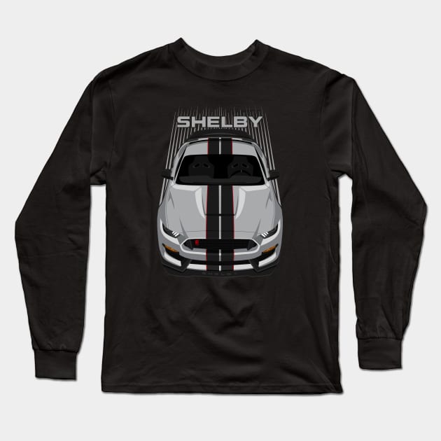 Ford Mustang Shelby GT350R 2015 - 2020 - Avalanche Grey - Black Stripes Long Sleeve T-Shirt by V8social